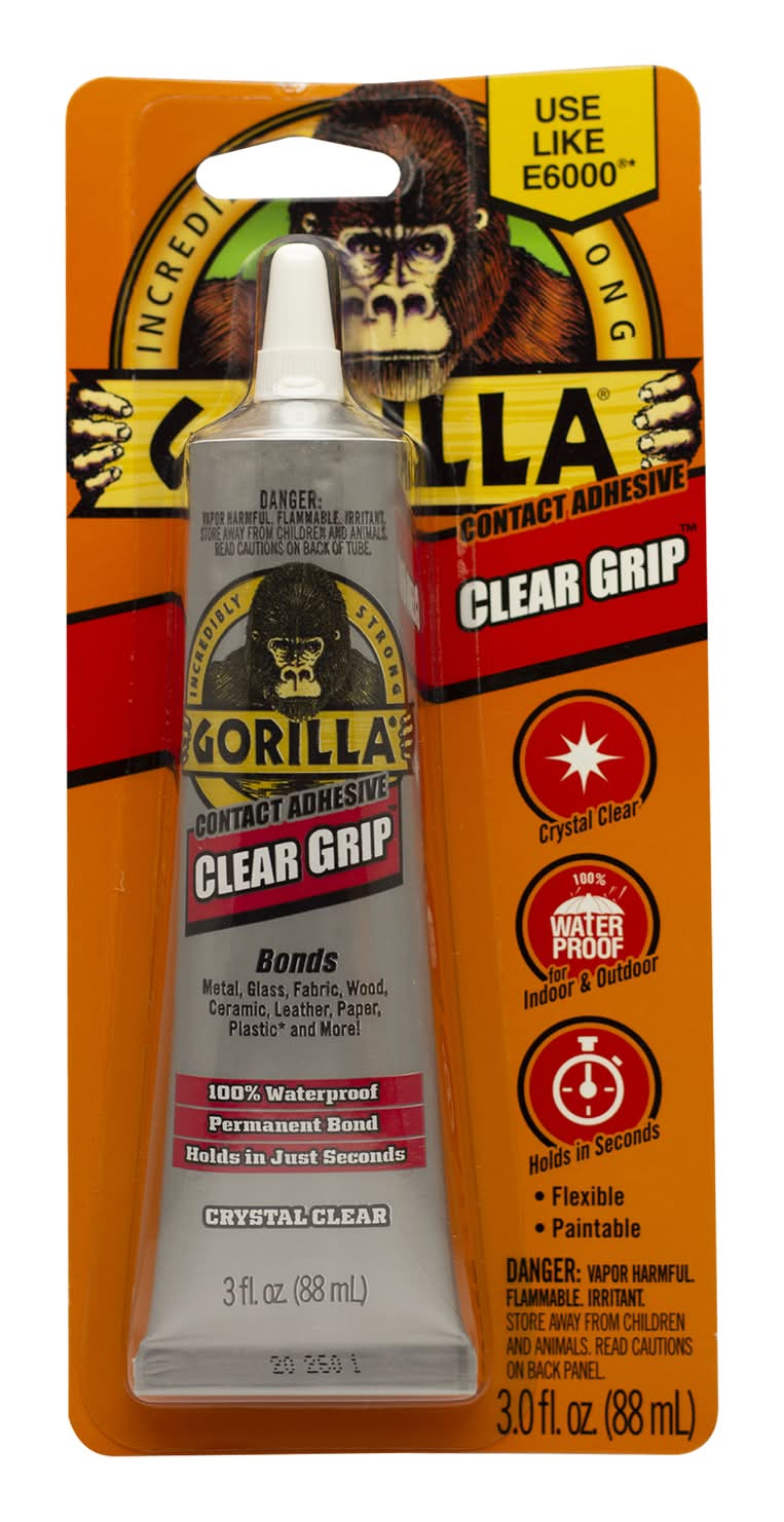 Gorilla Clear Grip High Strength Clear Contact Adhesive 3 Oz