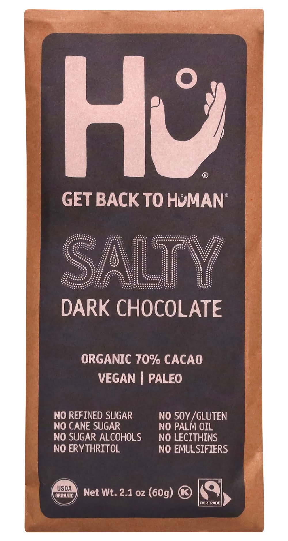 Hu Organic Cacao Dark Chocolate Bar, Salty (2.1 oz)