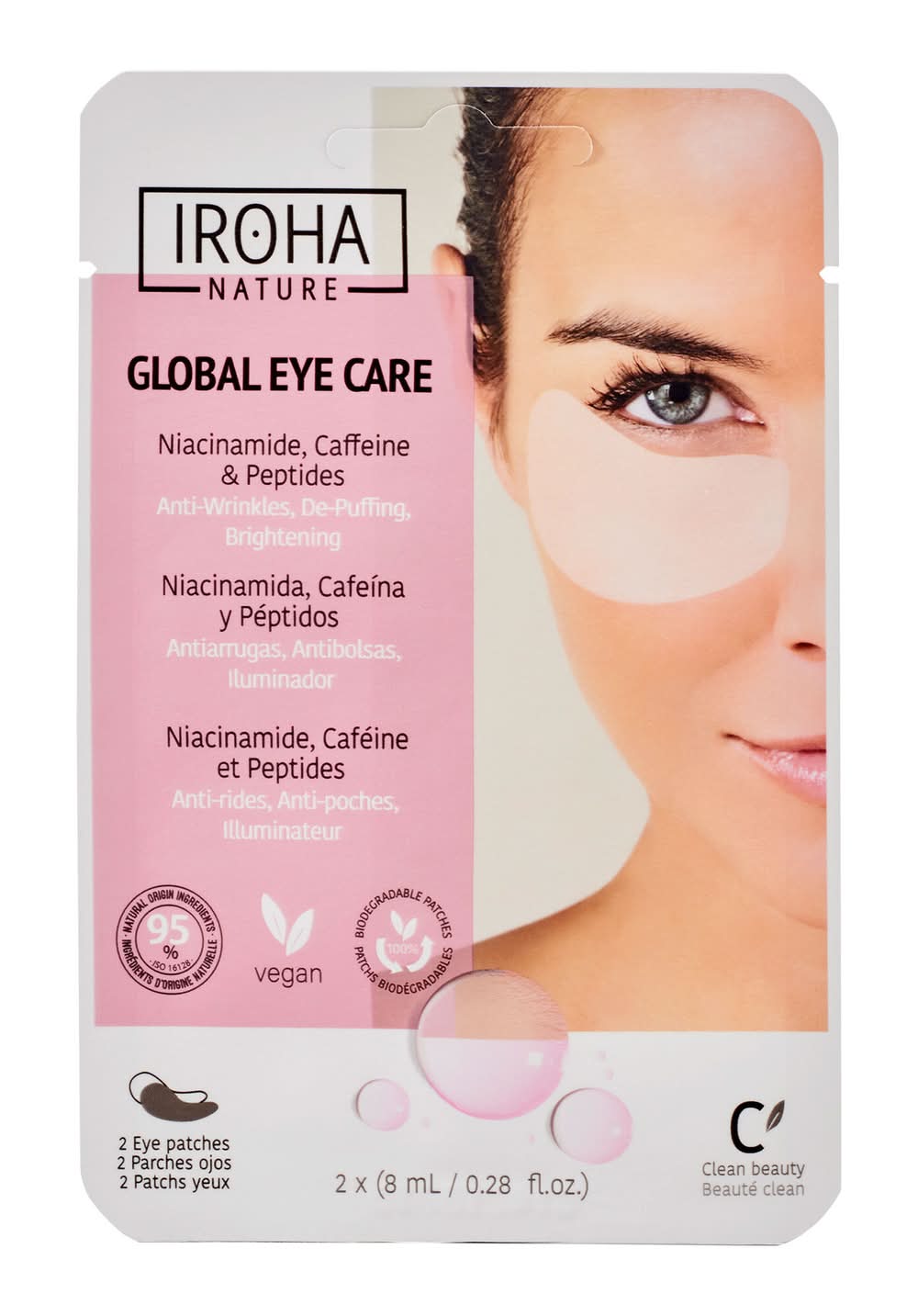 Ihora Nature Parches de ojos con niacinamida, cafeina y pedtidos 