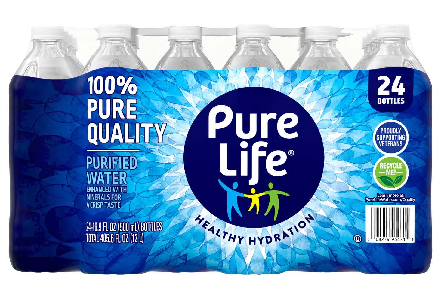 Pure Life 100% Purified Water (24 x 16.9 fl oz)