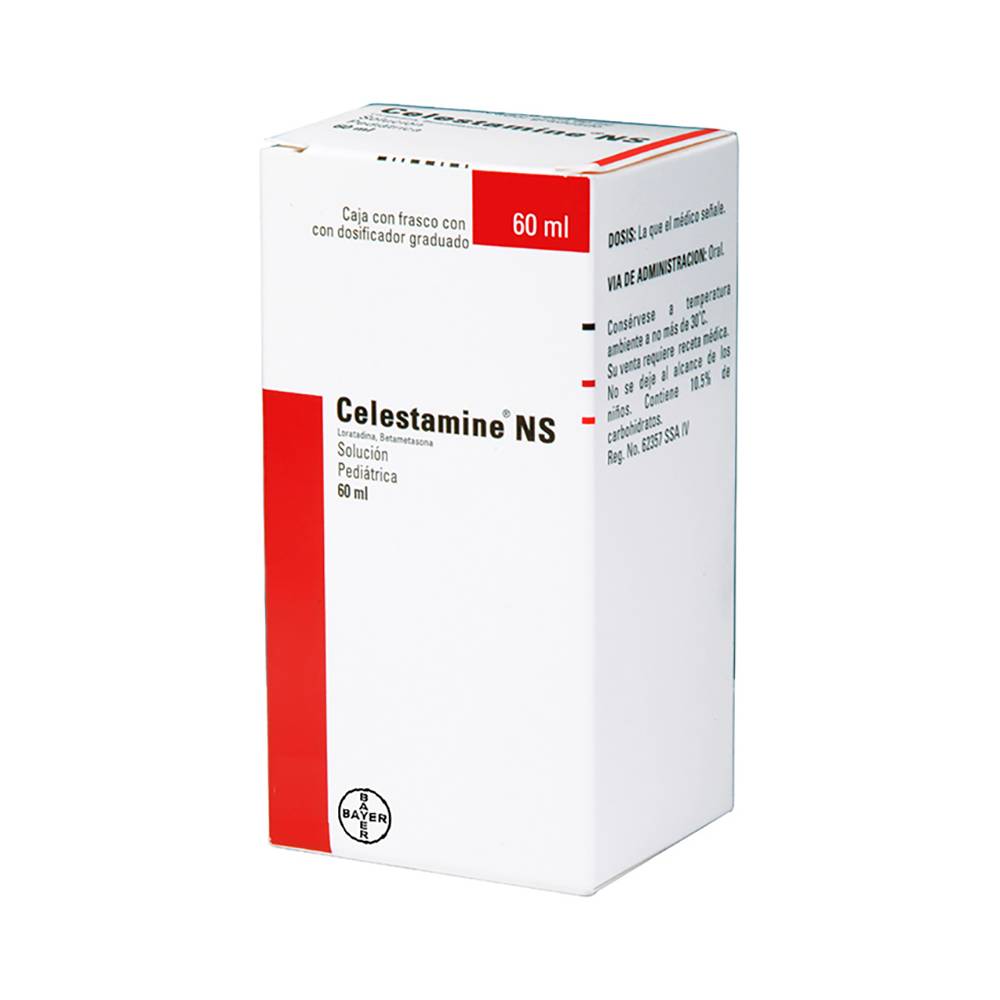 Bayer celestamine ns loratadina/betametasona solución 100 mg/5 mg/100 ml (frasco 60 ml)