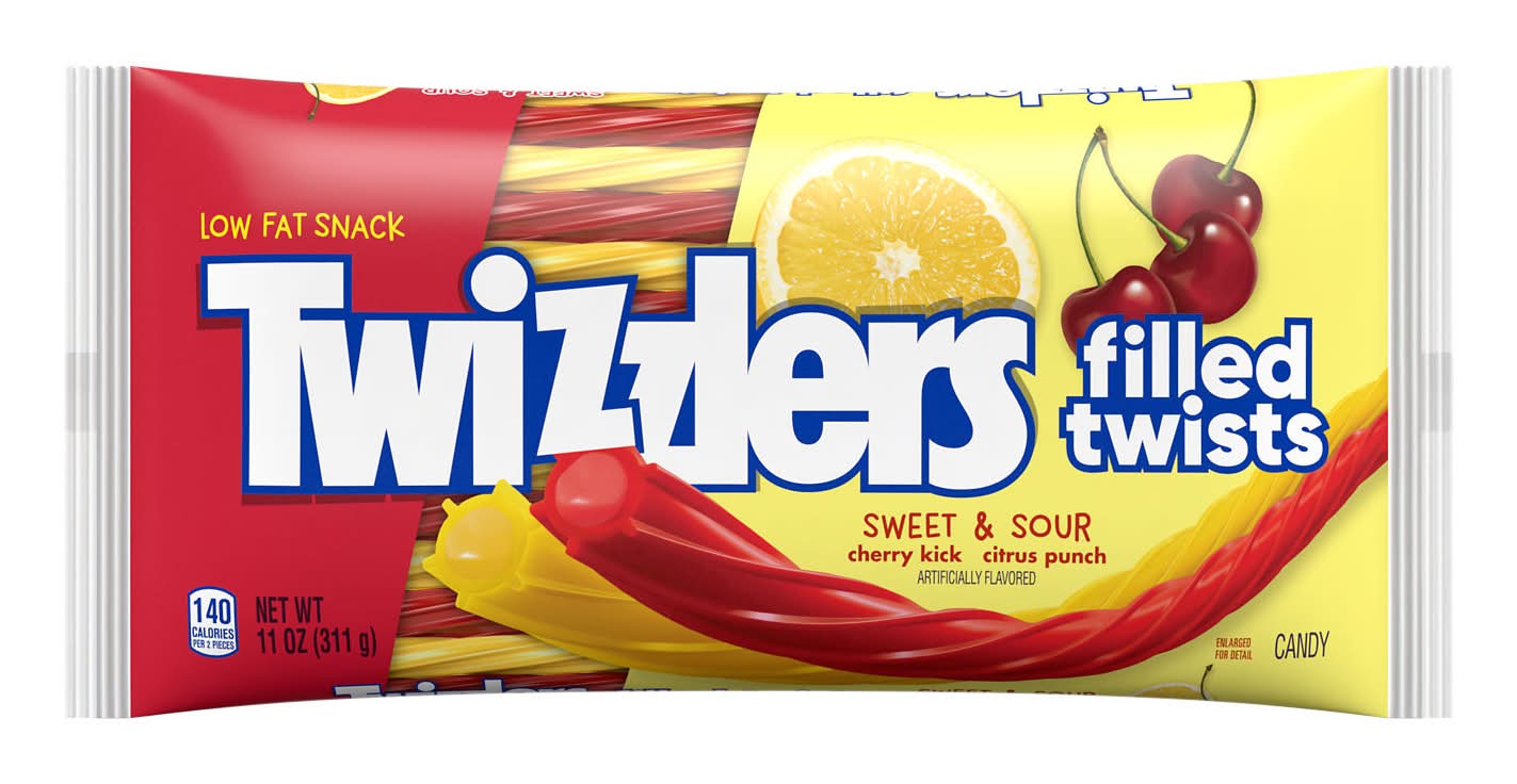 Twizzler's Sweet & Sour Filled Twists Candy, Citrus Punch-Cherry Kick (11 oz)
