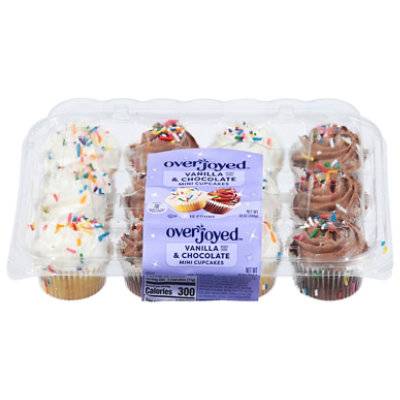 Overjoyed Mini Vanilla Chocolate Variety Cupcakes - 10 Oz