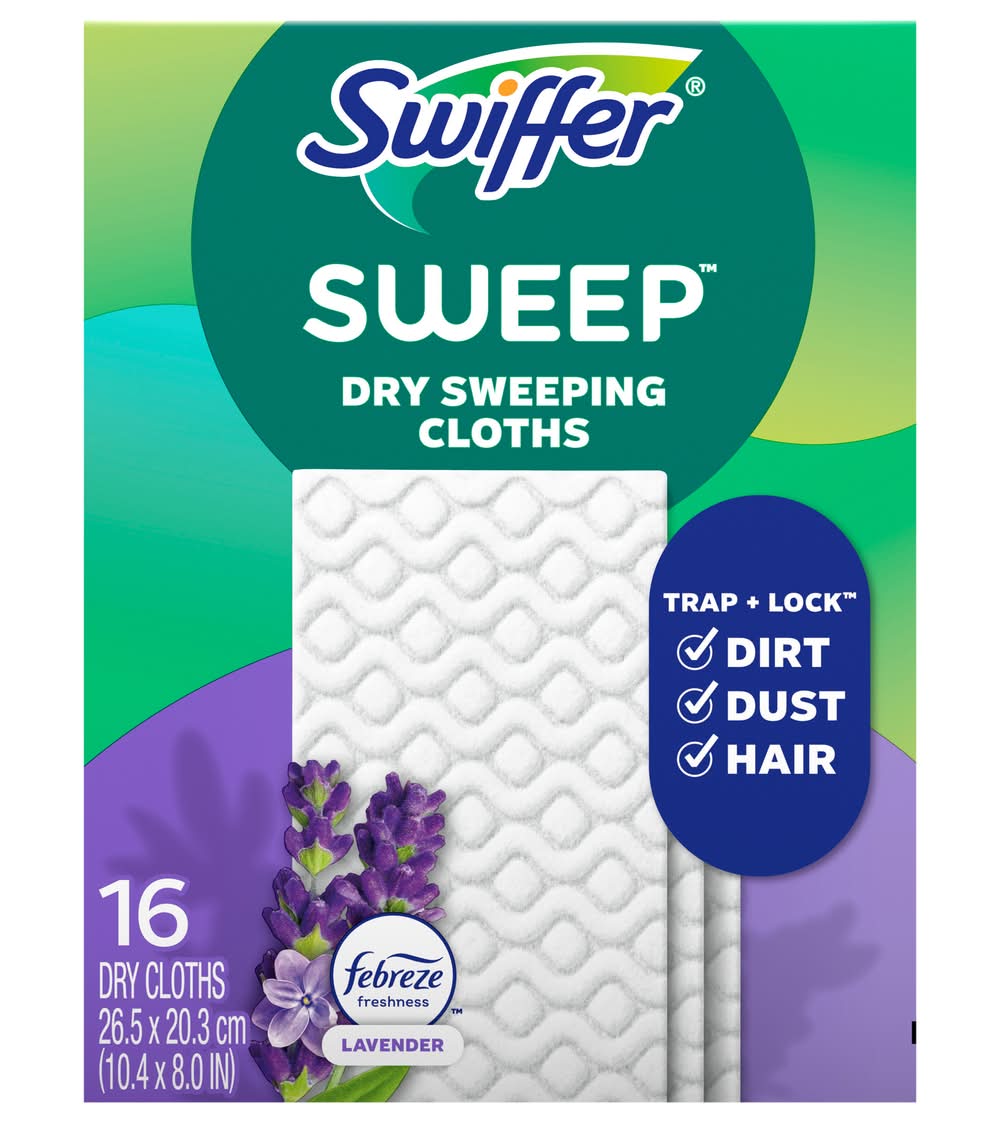 Swiffer Dry Sweeping Cloths, Lavender, 10.4 In x 8.0 In (3.2 oz, 16 ct)