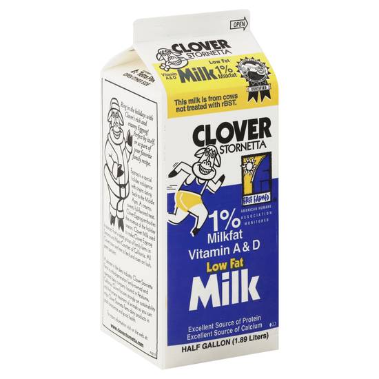 Clover Stornetta 1% Low Fat Milk (1/2 gal)