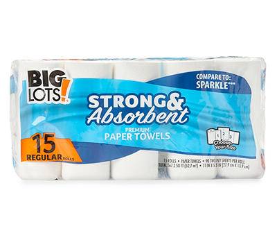 Big Lots Strong and Absorbent Premium Paper Towels (15 ct) (11 in * 5.5 in)