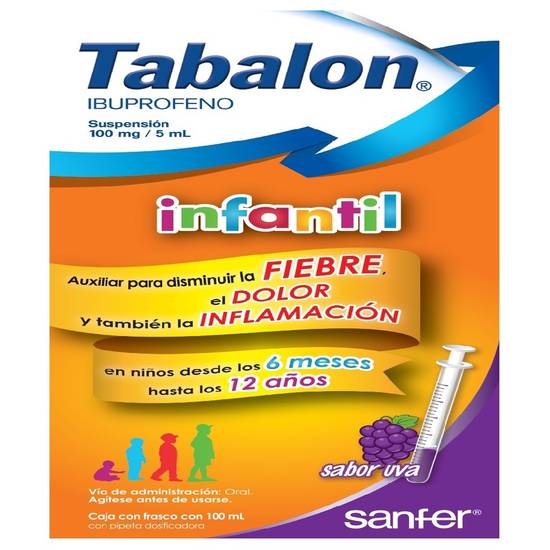 Sanfer tabalon ibuprofeno suspensión infantil 100 mg (uva)