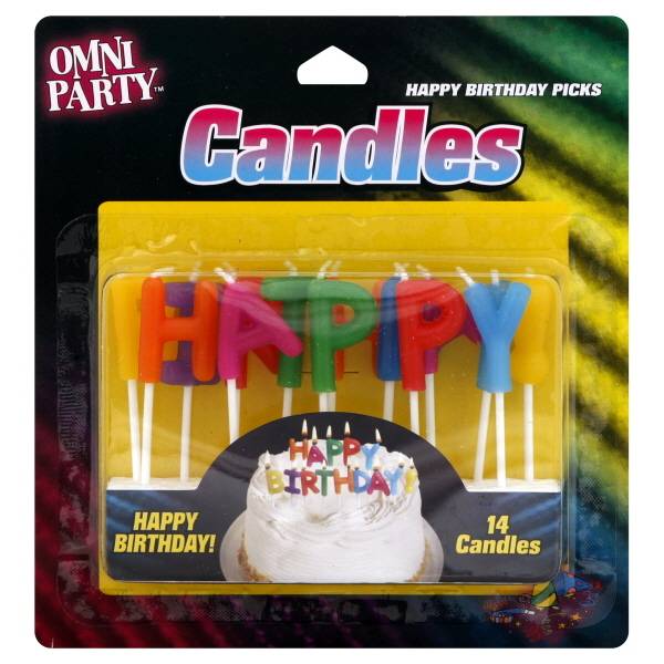 Omni Party Birthday Letter Candles, Multicolor (14 ct)