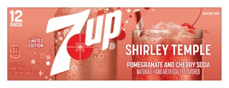 7UP Shirley Temple Zero Sugar Soda, Pomegranate-Cherry (12 x 12 fl oz)