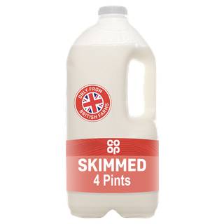 Co-op British Fresh Skimmed Milk 4 Pints/2.272L (Co-op Member Price £1.50 *T&Cs apply)
