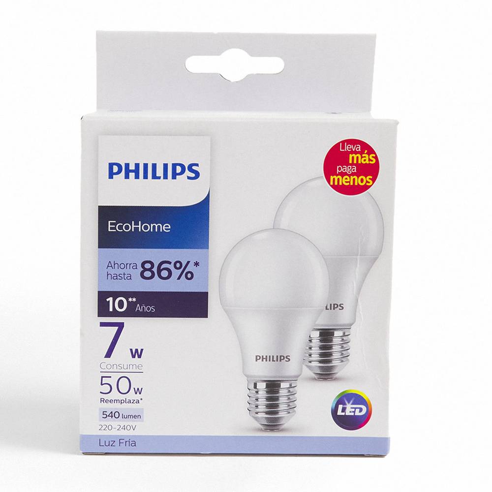 Philips · Ampolleta led 7w luz fría (2 un)