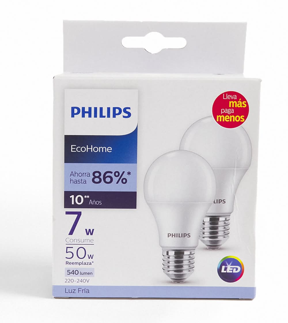Philips · Ampolleta led 7w luz fría (2 un)