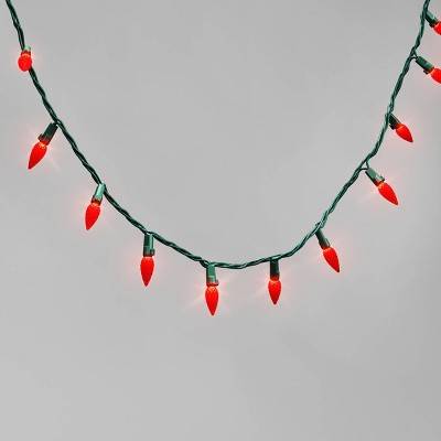 60ct LED Indoor Outdoor C6 Faceted Christmas String Lights Red with Green Wire - Wondershop™