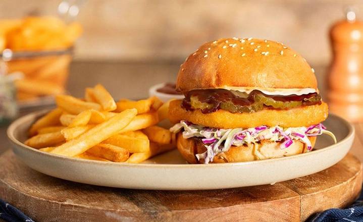 BBQ Chicken Schnitzel Burger