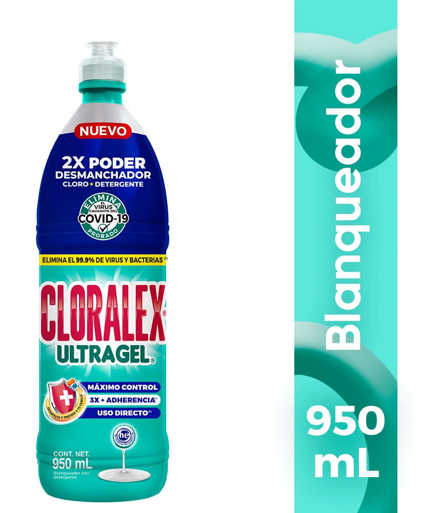 Cloralex · Cloro ultra gel con detergente (950 ml)