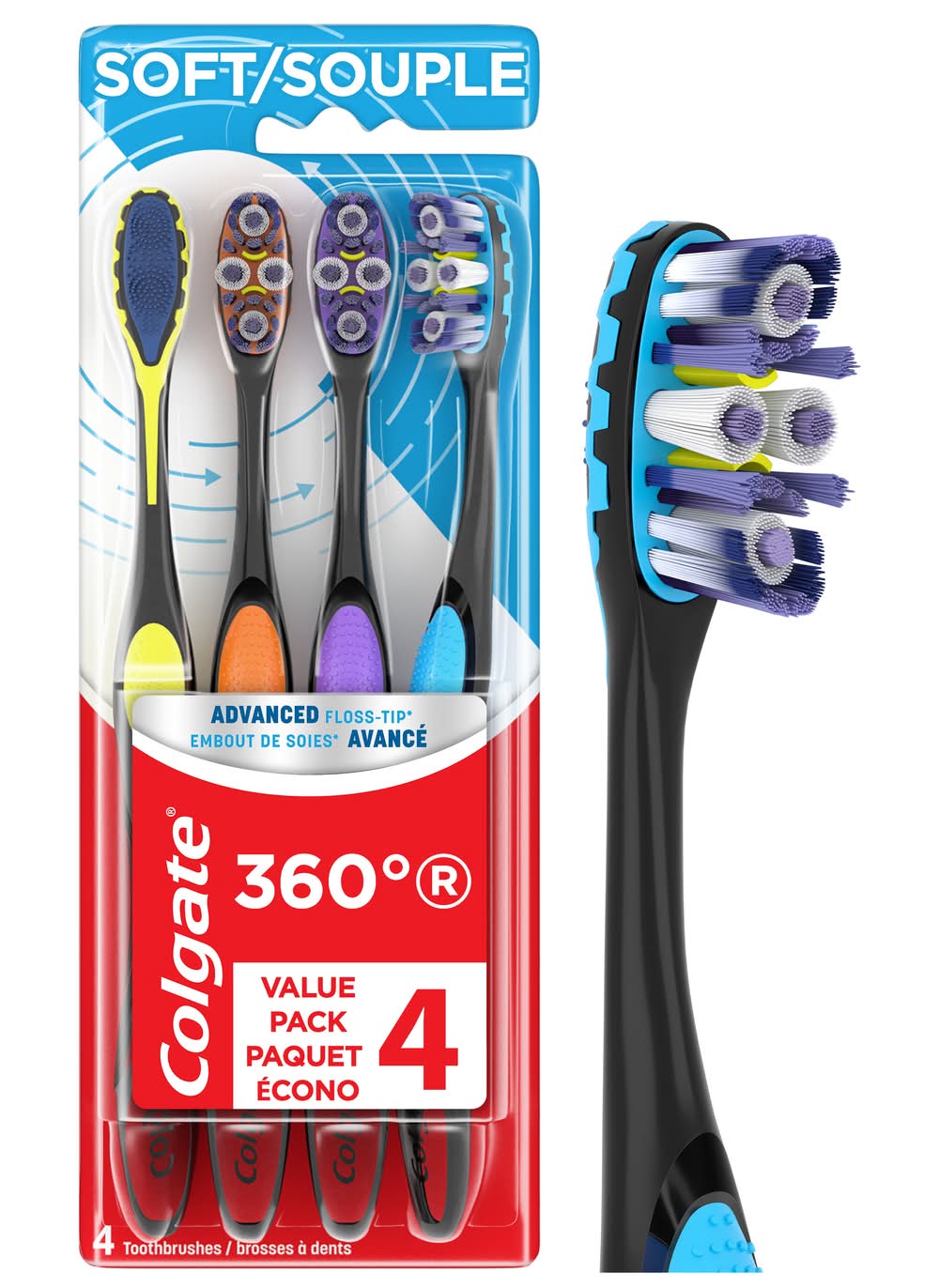 Colgate 360 Total Advanced Floss Tip Toothbrushes (4 ct)
