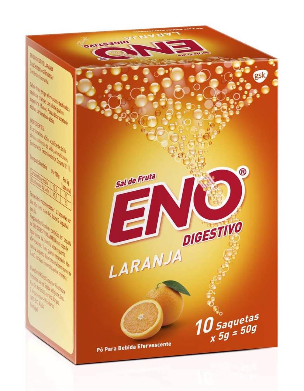 Sais em Pó Efervescente de Laranja Eno (emb. 10 x 5 gr)
