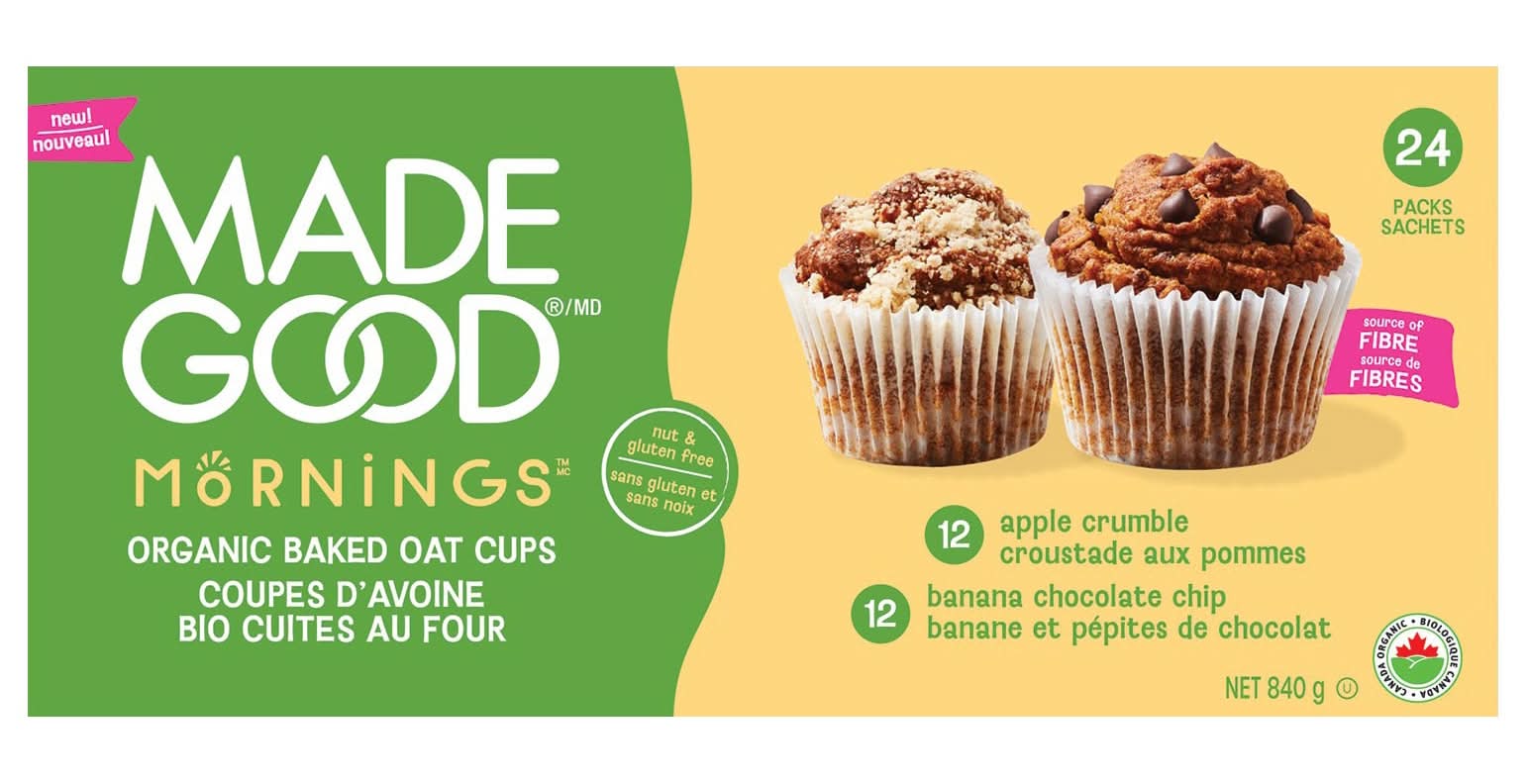 Madegood Mornings - Coupes D'Avoine Biologiques Cuites Au Four, 24 × 35 G / Madegood Mornings Organic Baked Oat Cups, 24 × 35 G
