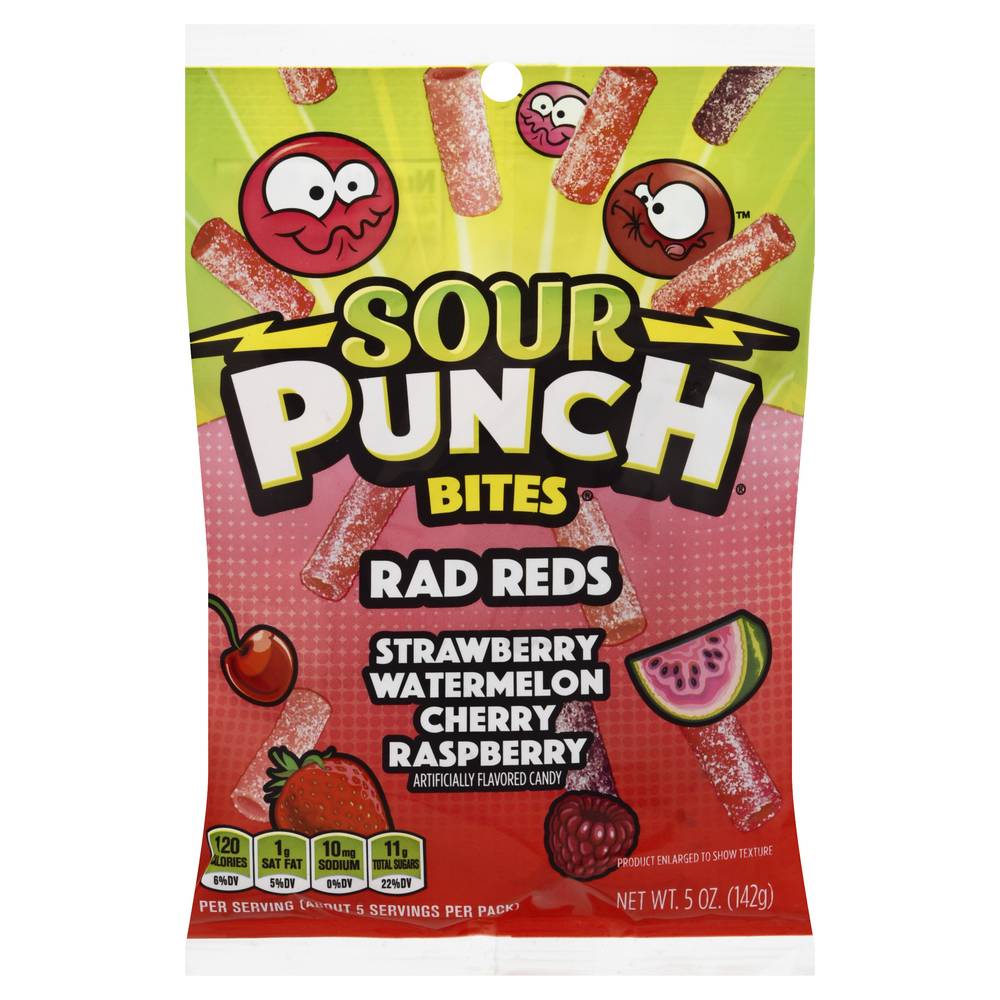 Sour Punch Bites Rad Reds Candy, Strawberry/Watermelon/Cherry/Raspberry (5 oz)