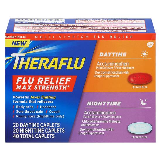 Theraflu Max Strength Daytime and Nighttime Flu Medicine (40 ct)