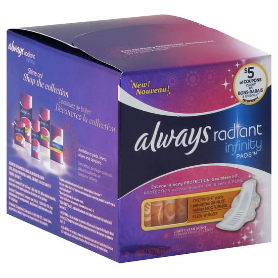 Always Overnight Flexi-Wings Light Clean Scent Pads(12 Ct)