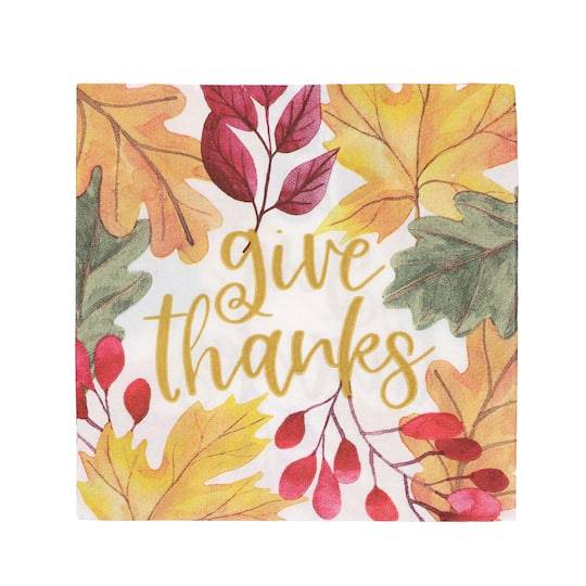 Give Thanks Paper Beverage Napkins, 20Ct. By Celebrate It