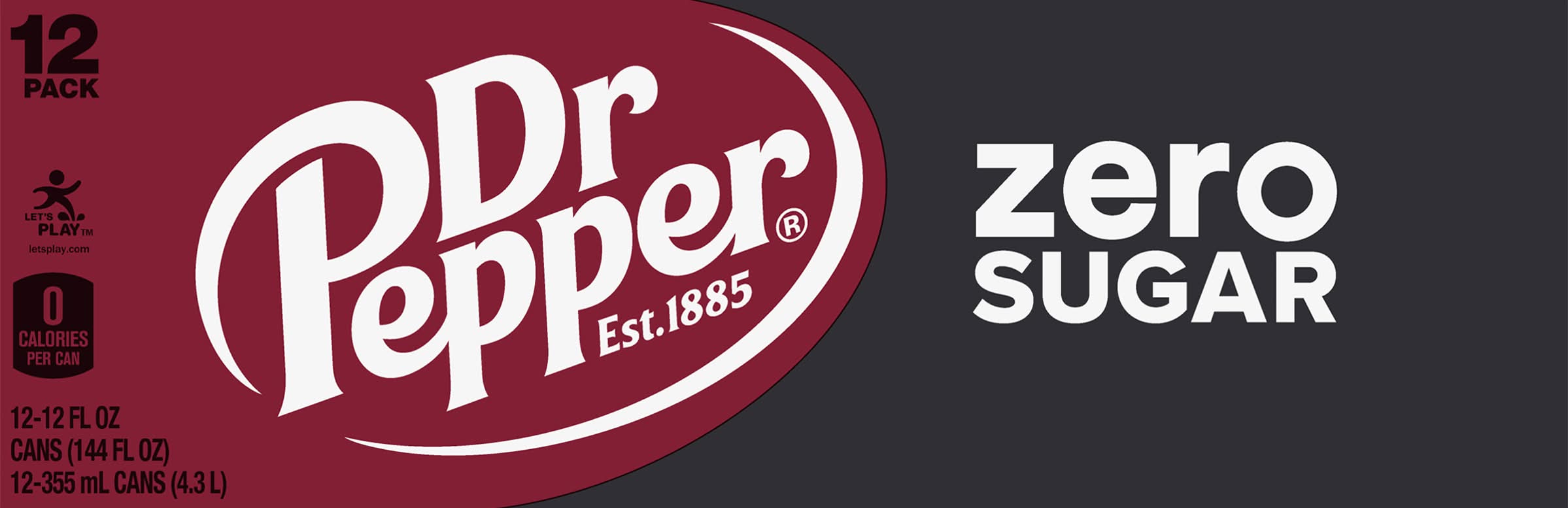 Dr Pepper Zero Sugar Soda (12 x 12 fl oz)