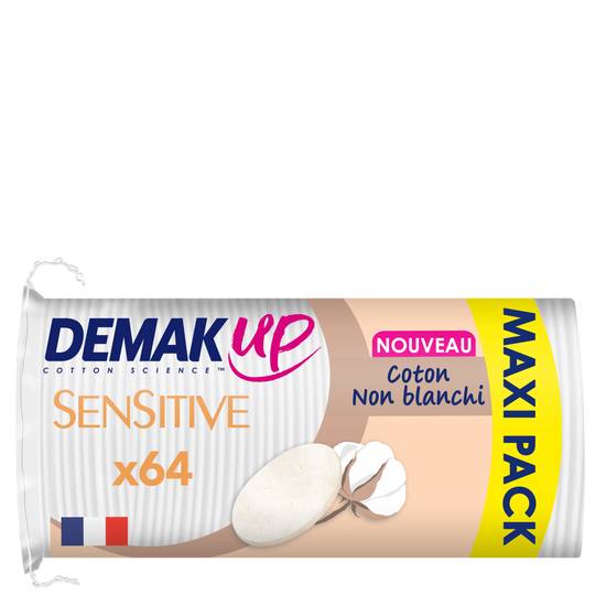 Demak Up - Sensitive ovales maxi cotons à démaquiller (64 pièces)