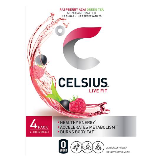 Celsius Live Fit Sparkling Raspberry Acai Green Tea Energy Drink