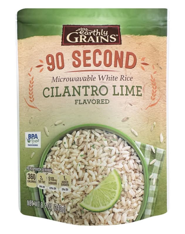 Earthly Grains 90 Second Microwavable White Rice, Cilantro Lime (8.5 oz)