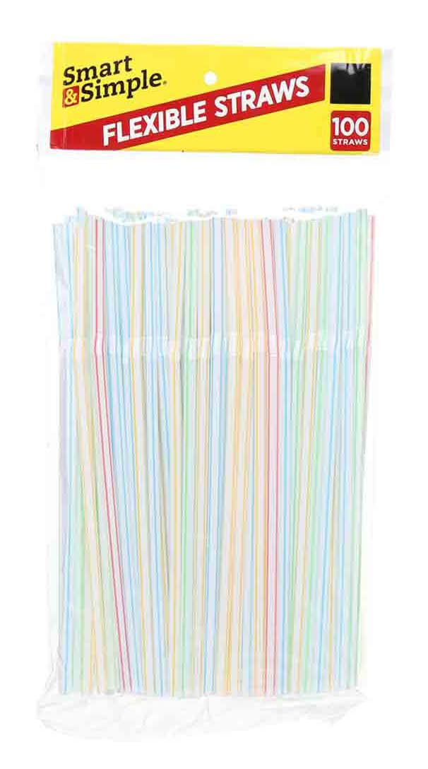 Smart & Simple Flexible Drinking Straws 100 Ct