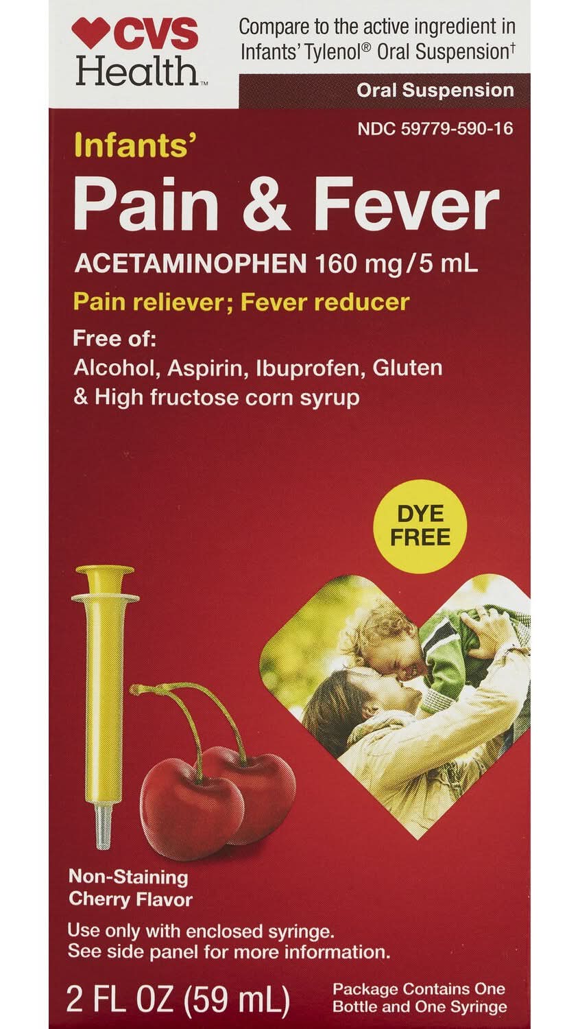 Cvs Infants' Acetaminophen Pain Reliever & Fever Reducer Oral Suspension, Cherry, 2 Fl Oz