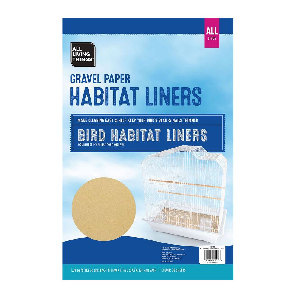 All Living Things Gravel Paper Bird Habitat Liners, 11 in x 17 in (28 ct)