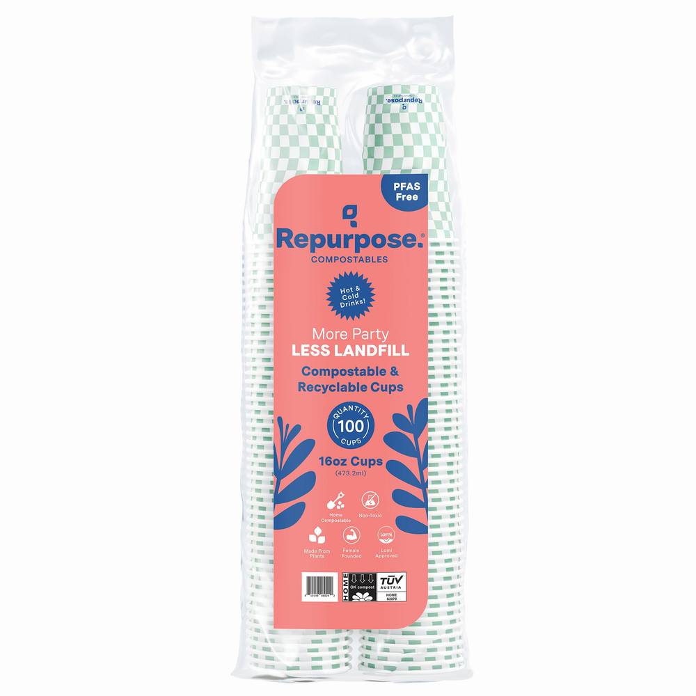 Repurpose Hot & Cold Paper Cups 16 oz, 100-count