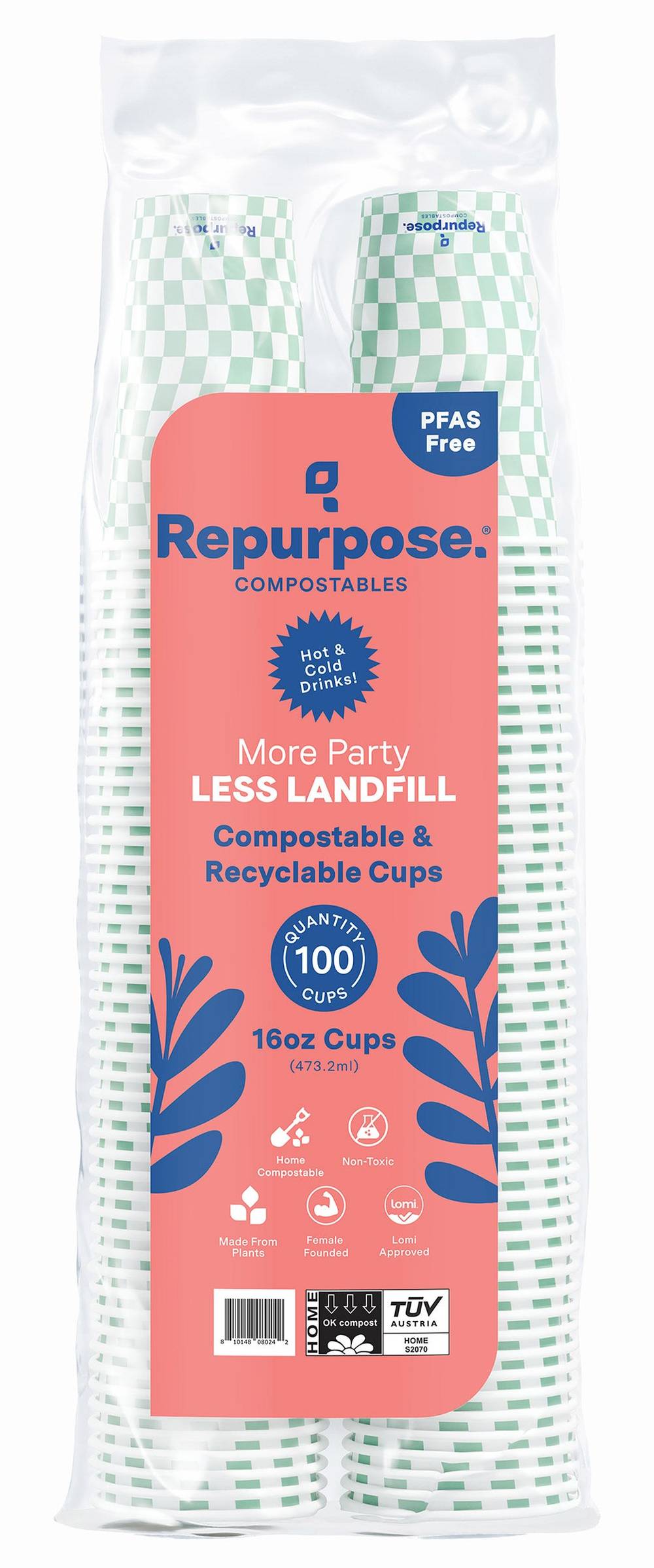 Repurpose Hot & Cold Paper Cups 16 oz, 100-count