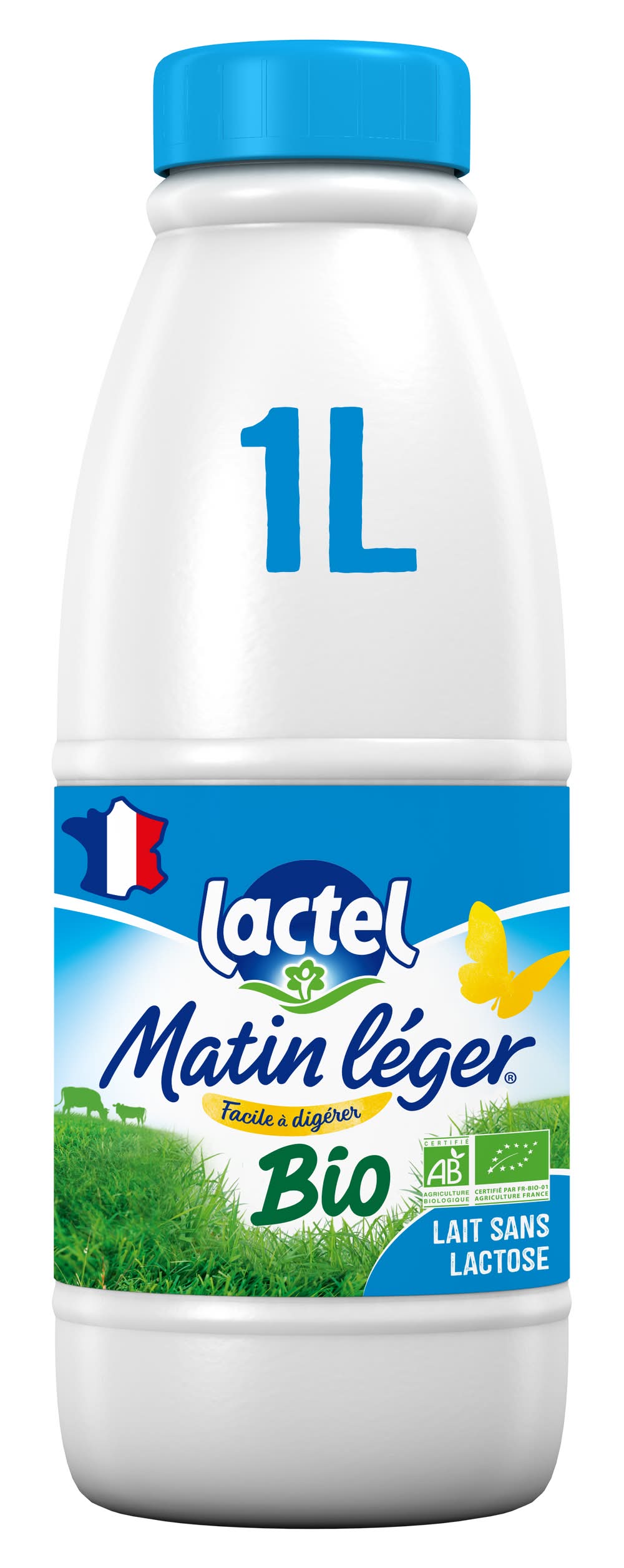 Lactel - Matin léger lait demi-ecrémé 1.2% m.g bio (1L)