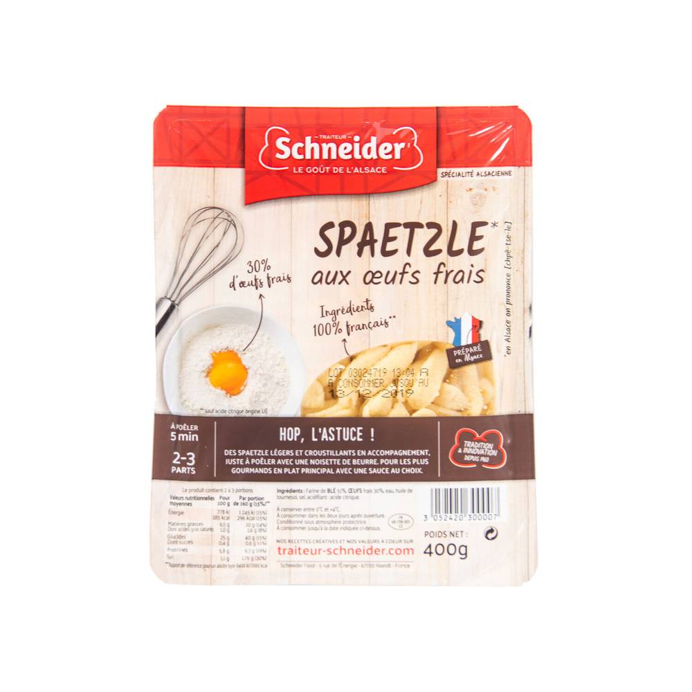 Schneider - Spaetzle aux œufs frais prêt à poêler