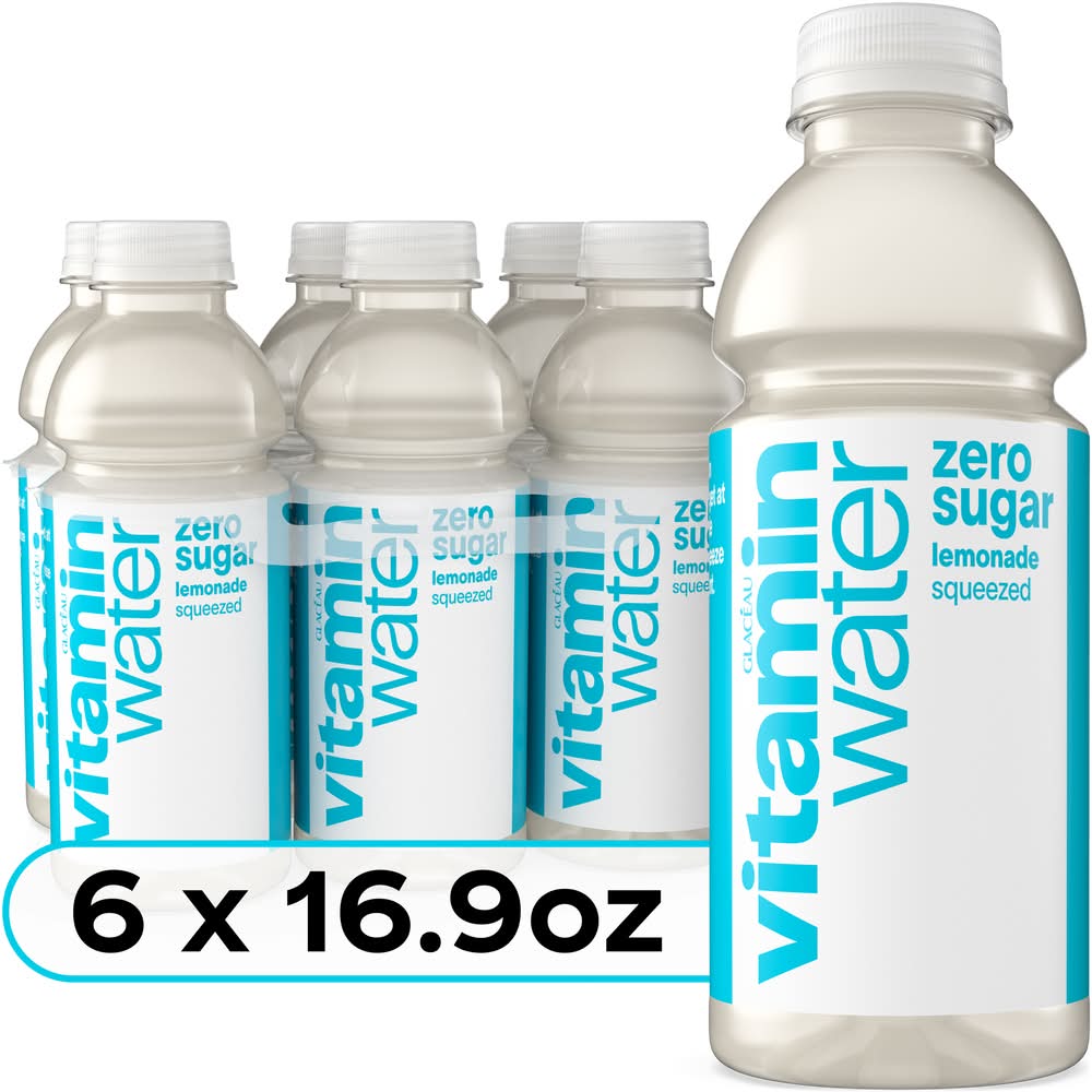 Vitaminwater Zero Sugar Nutrient Enhanced Water, Squeezed Lemonade (6 x 16.9 fl oz)