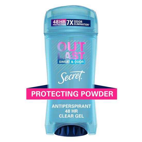 Secret Outlast 48-Hour Clear Gel Antiperspirant & Deodorant Stick, Protecting Powder, 2.6 OZ