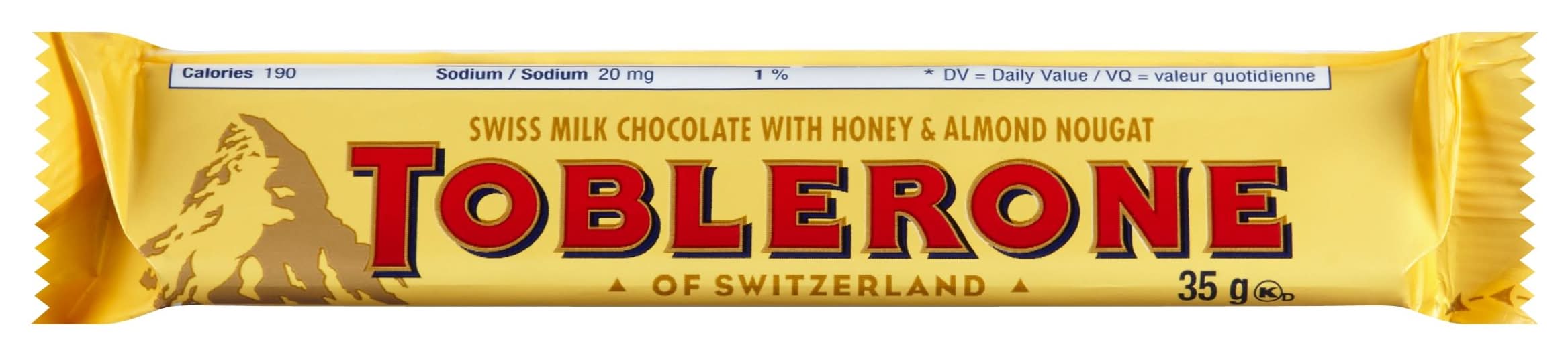 Toblerone tablette de chocolat au lait suisse (35 g) - swiss milk chocolate bar (35 g)