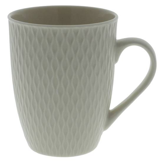 Dollarama Embossed New Bone Porcelain Mug (11 OZ)