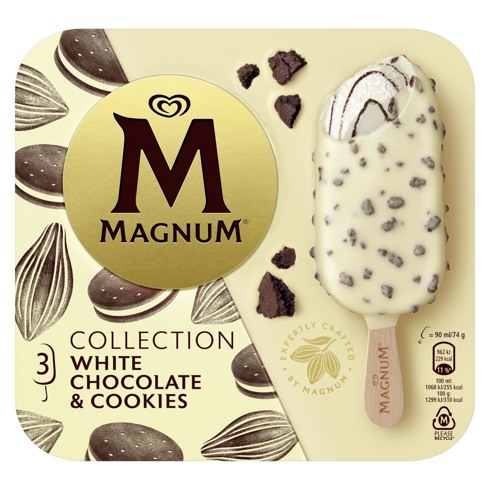 Magnum - Bâtonnets de crème glacée, chocolat blanc-cookies (3)