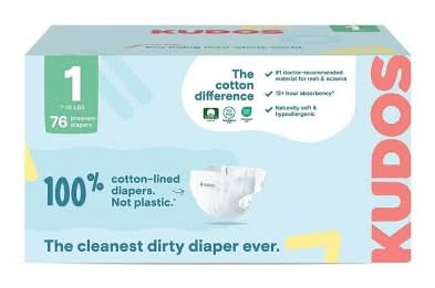Kudos Chlorine Free Cotton-Lined Disposable Diapers (76 ct)