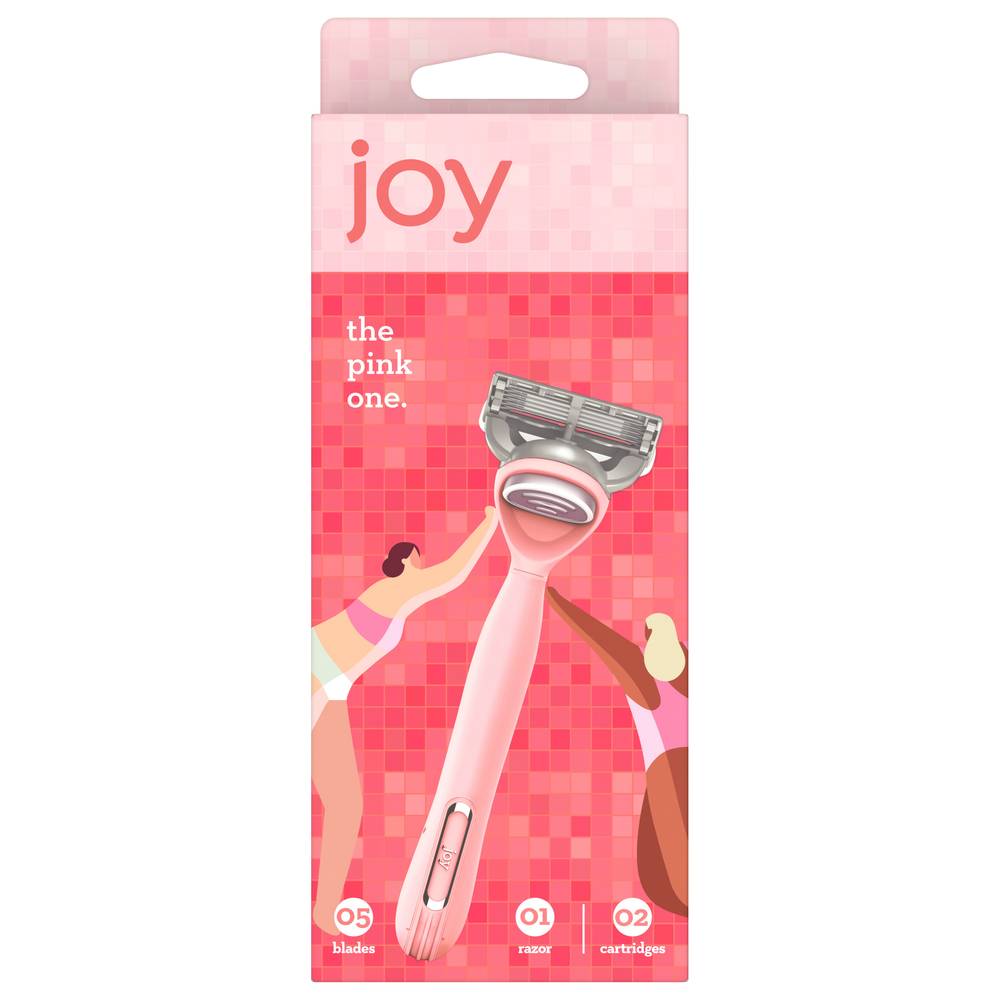 Joy 1 Handle + 2 Razor Blade Refills Pink