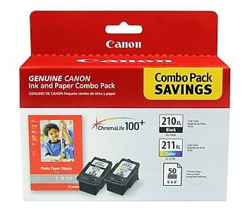 Canon 210XL/211XL Black and Color High Yield Ink Cartridges with Photo Paper Value Pack (2973B004)