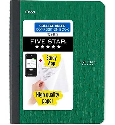 Five Star College Composition Ruled Notebook, Multicolor (6 ct)