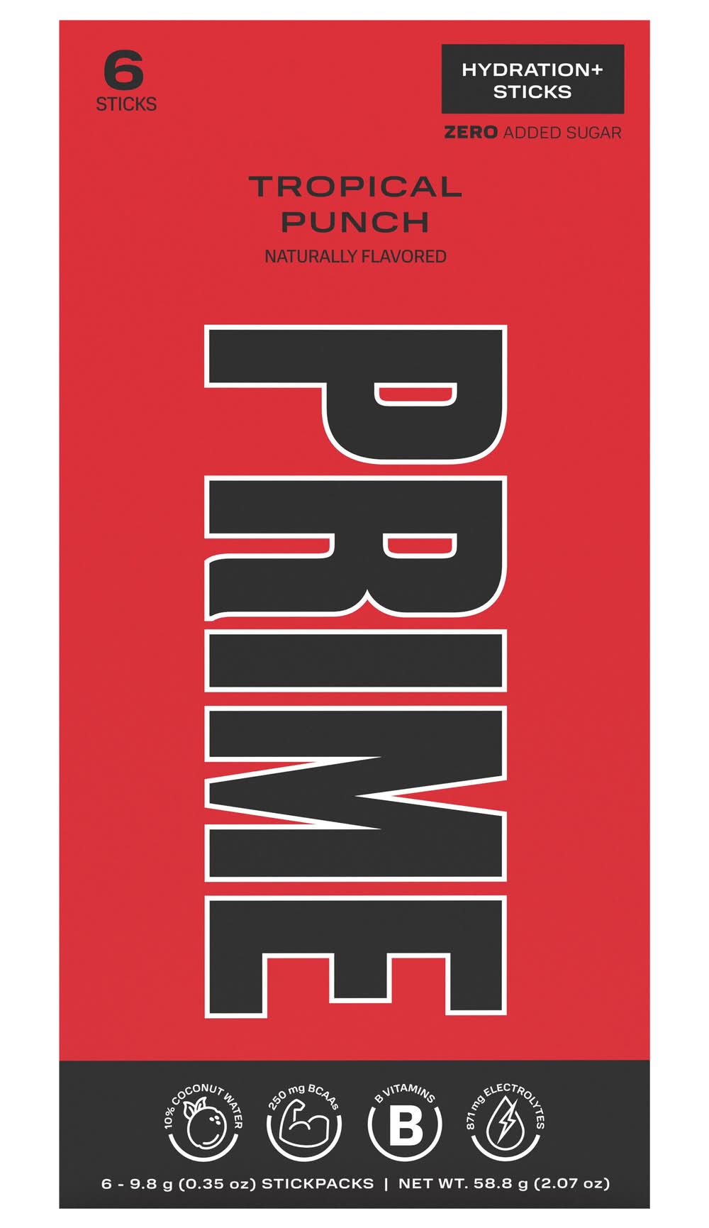 Prime Hydration Sticks, Tropical Punch (0.35 oz, 6 ct)