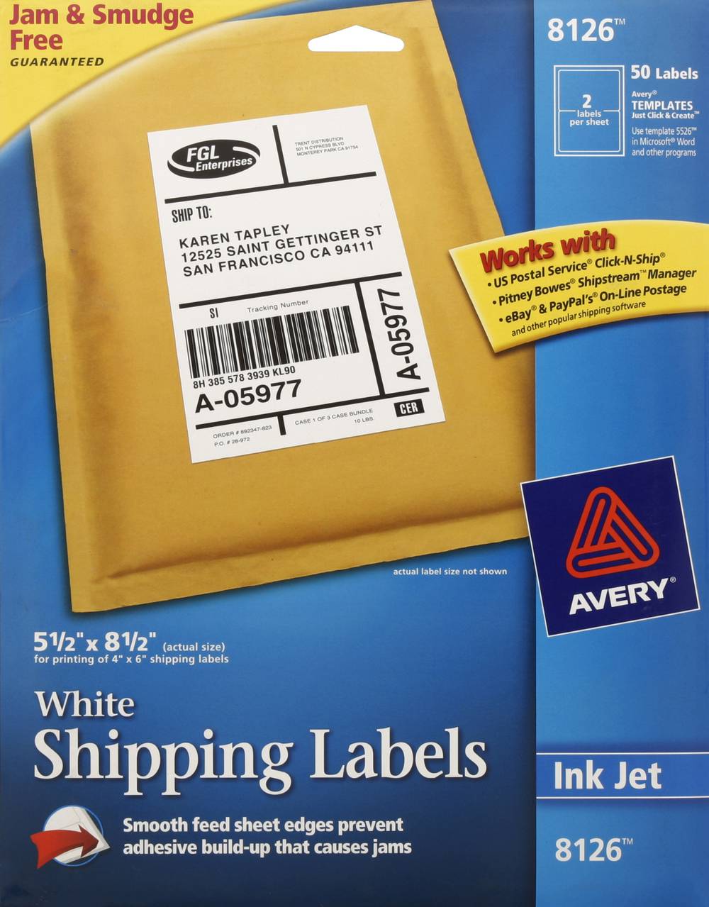 Avery Ink Jet White Shipping Labels (50 ct)