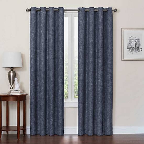Design Solutions Quinn 84-Inch Grommet 100% Blackout Curtain Panel in Navy (Single)