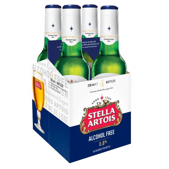 Stella Artois Alcohol Free Lager Bottles Beer (4 x 330ml)